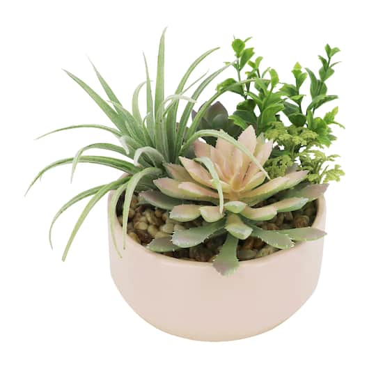 9&#x22; Mixed Succulents in Light Pink Ceramic Pot by Ashland&#xAE;